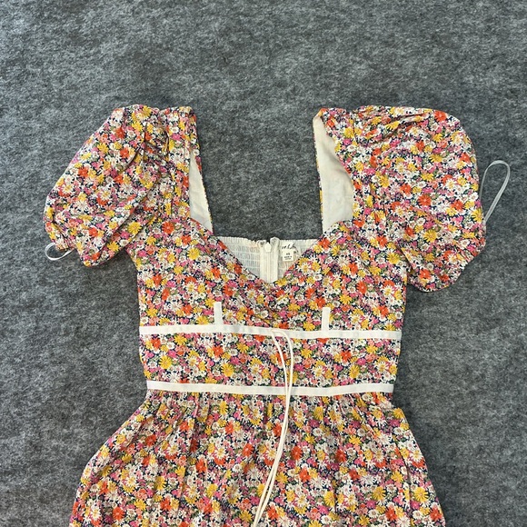 For Love & Lemons Floral Puff Sleeve Dress Size XS - Picture 2 of 4